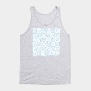 Light Blue Wavy Floral Checkers Tank Top